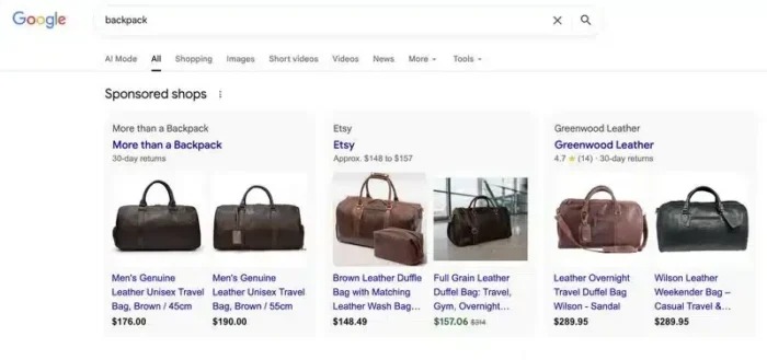 Google testiruet Sponsored Shops v poiske